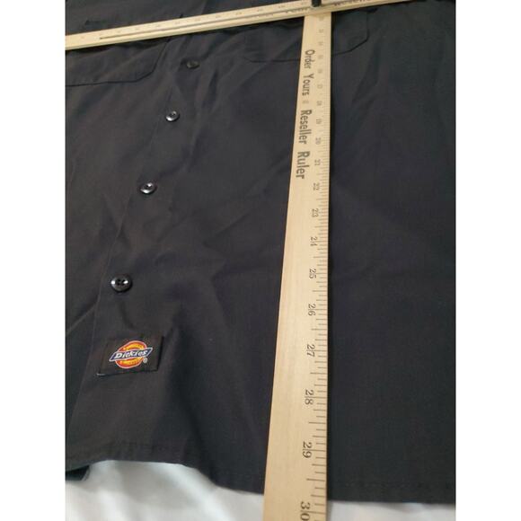 Dickies Mens Button Up Shirt Black Size XL Polyester Blend Short Sleeve Pockets - Picture 4 of 12
